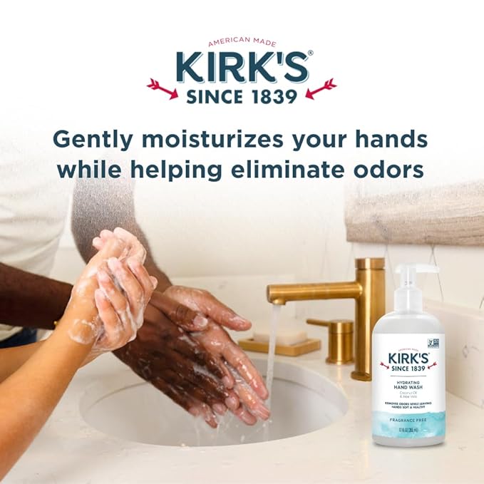 Kirk's Hydrating Hand Wash - Made with Coconut Oil and Aloe Vera, With Odor Neutralizing Technology To Help Eliminate Odors, Non-GMO, Vegan, Variety Pack, 12 Fl Oz. 4 pack