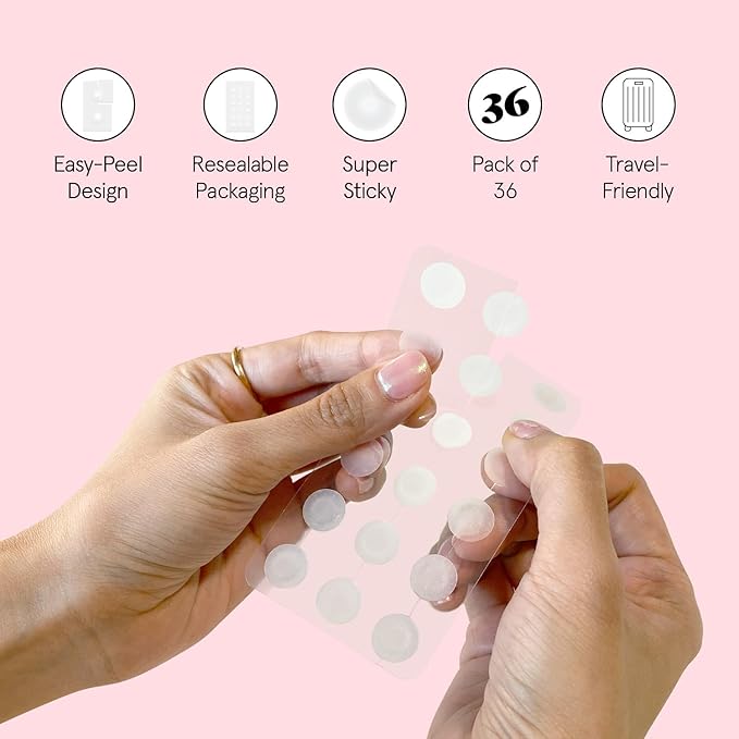 grace & stella Award Winning Pore Strip - Pimple Patches for Face - Hydrocolloid Acne Patches for Shrinking Zits, Breakouts - Spot Stickers - Dermatologist-Tested, Vegan (Invisible, 36 Count)