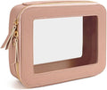 Clear Makeup Bag, Travel Cosmetic Organizer Case Waterproof Skincare Toiletry Bag with Zipper Portable Make Up Pouch Compact Car Organizer Bag for Essentials (Large Dark Pink)