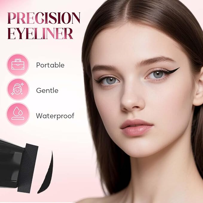 Foldable Eyeliner Stamp,Winged Eyeliner Stamp,Gel Eye liner Pencil Set for Perfect Wings,Smudge Proof & Waterpoof Eye Liner,Easy Eye Stencil Makeup Tool (2PCS-Brown)
