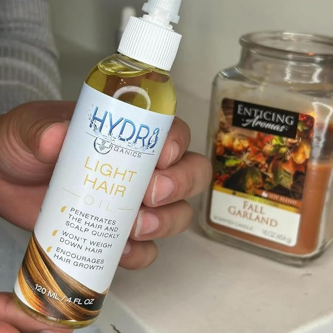 Hydr8 Organics Light Hair Oil for Fine, Wavy, Curly Hair - Weightless Moisturizing Oil for Soft, Shiny, Frizz-Free Hair - 100% Natural, Organic Hair Treatment, 4oz