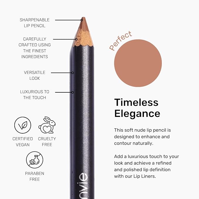 Nude Envie - Lip Liner - Smooth, Precise & Easy Application - Pigmented, Long-Lasting Lip Pencil - Add Definition - Prevents Feathering - Sharpenable - Vegan, Paraben-Free & Cruelty-Free - Perfect