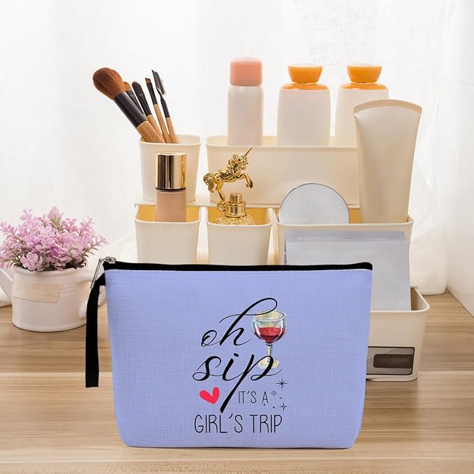 Hanamiya Na 4Pcs Girls Trip Gifts Favors Weekend Makeup Bag, Friendship Girls Weekend Gifts Weekender Bags for Women Girl Bridesmaid Cosmetic Bag Zipper Pouch Wedding Bachelorette Party