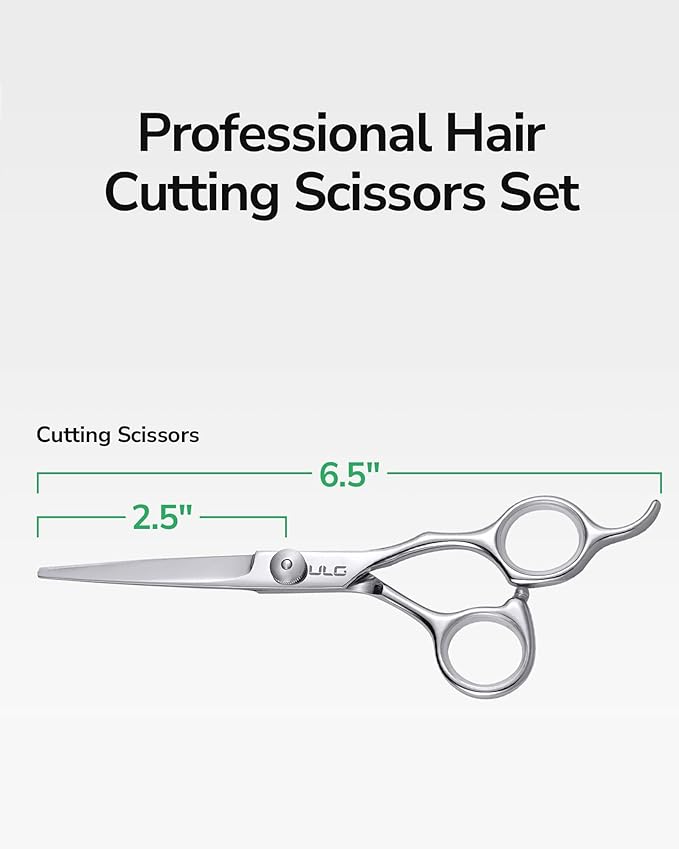 Hair Cutting Scissors, ULG Professional Hair Scissors 6.5 inch Right-Hand Razor Edge Barber Shears Salon Hair Cutting Shears Made of Japanese Stainless Steel, Hand Sharpened Silver