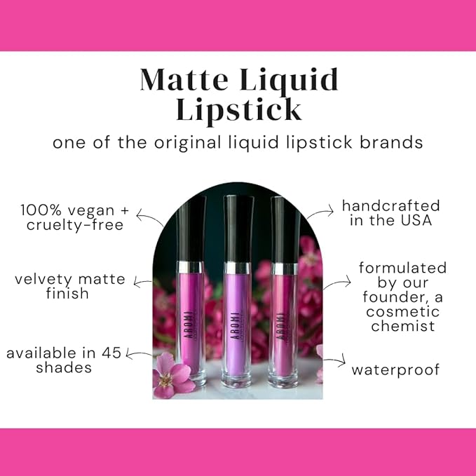 Aromi Matte Liquid Lipstick | Light, Pale Pink Lip Color, Long-Lasting, Smudge Proof, Vegan, Cruelty-free, Parabn and Phthalate Free (Blush Nude)