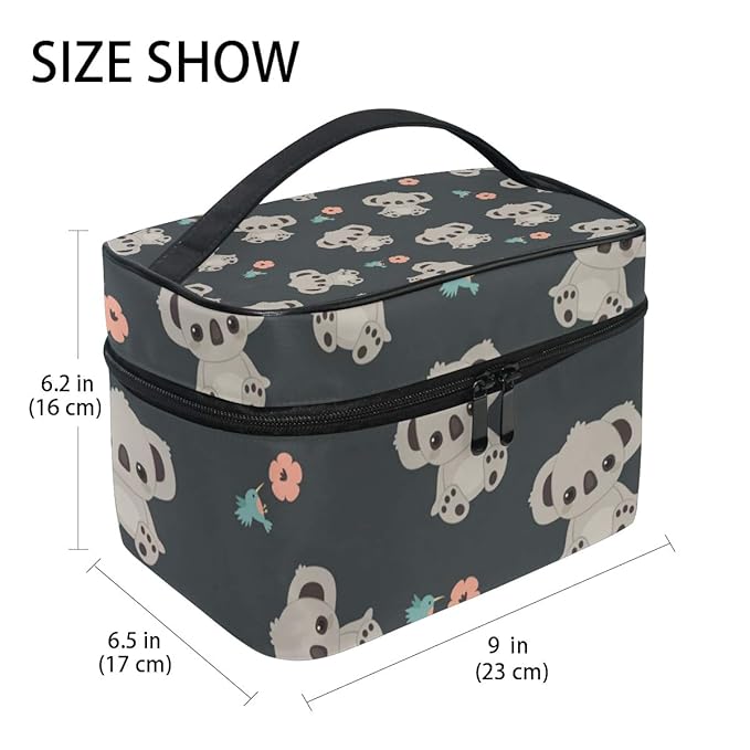 senya Cosmetic Bag Cartoon Koala Travel Makeup Organizer Bag Portable Train Case for Women Girls