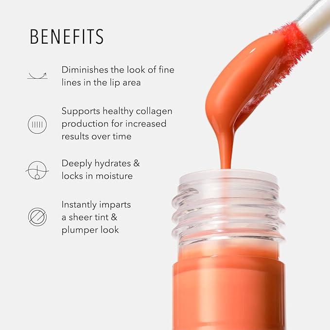 HydroPeptide Perfecting Gloss, Lip Plumping Gloss & Hydrating Treatment, Volumizing Collagen-Boosting Enhancer with Hyaluronic Acid & Peptides, Sun-Kissed Bronze, 0.13 Ounce