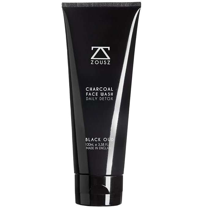 ZOUSZ Black Oud Charcoal Face Wash for Men – Daily Detox Activated Charcoal Face Cleanser – Premium Mens Skincare – Refreshing Face Wash Gift for Men, 100ml