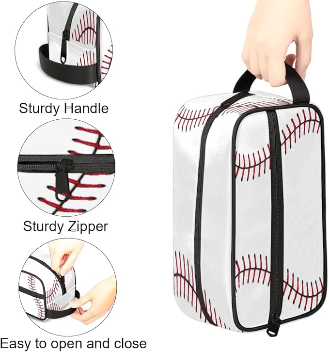 Bardic Kids Travel Toiletry Bag for boys - Baseball Hanging Toiletry Bag Softball Texture Ball Kindle Dopp Kit Cosmetic Organizer Makeup Bag Shower Shaving Bag for Men Women Travel Essential