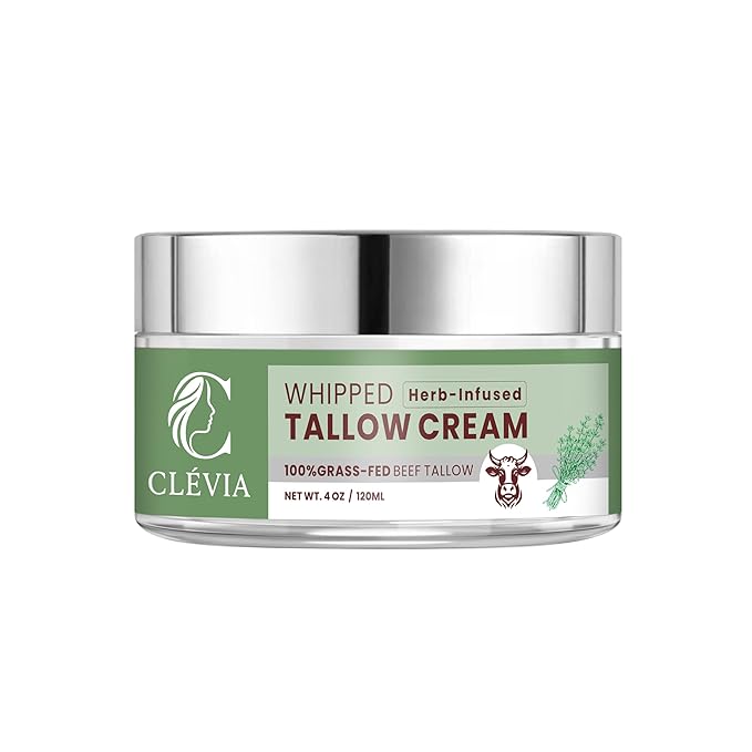 Anti-Wrinkle Whipped Beef Tallow Cream 4 oz - Natural Whipped Tallow Balm Infused with Herbal Extracts & Organic Jojoba Oil - Grass Fed Tallow Moisturizer for Deep Hydration | Herb-Infused Unscented