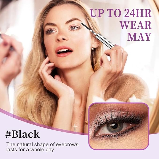 2 PCS Iron Wand Mascara Waterproof, Metal Wand Mascara Tubing, Long Lasting 3D Curling Eyelash, Eyes Makeup Smudge-Proof Separated Lashes Natural Length (Black)