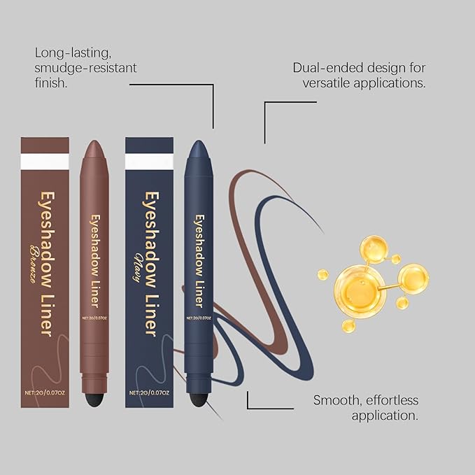 Mitlume Perfect Color Duo-Shadow Liner 2-in-1 Eyeliner & Eyeshadow,Chiura Plum Eyeshadow Stick,Waterproof Smudge-Proof Long-Lasting Makeup, Effortless Smoky or Natural Eye Makeup,Easy to Color(02+05)