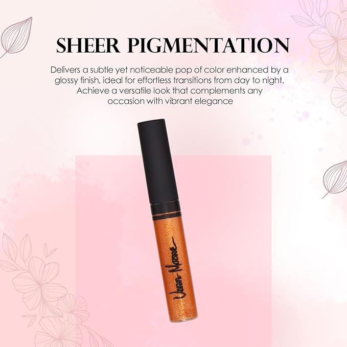 Vera Moore Lip Gloss, Moisturizing Lip Color with Shimmer for Long Lasting Shine, Lightweight Lip Stain, Girls Non-Sticky Lip Gloss with Aloe Vera, W/Vitamin C, E (Topaz, One Size)