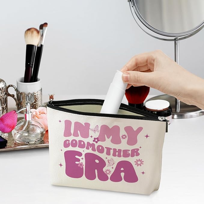 jeilink Godmother Gift Cosmetic Bag Gifts for Godmother Travel Makeup Bag God Mother Gifts for Women Organizer Bag Mom Gifts Mother Gifts Best Gifts for Mom Mama Mother Female Mothers Day Birthday