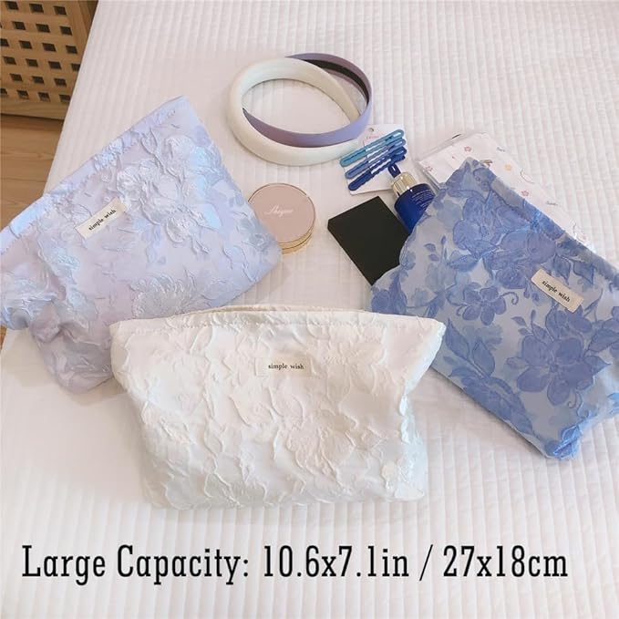 STARDW Aesthetic Floral Makeup Bag Cute Small Cosmetic Bags for Women Girls, Travel Toiletry Bag Large Capacity Zipper Makeup Pouch, Purse Organizer Pouches