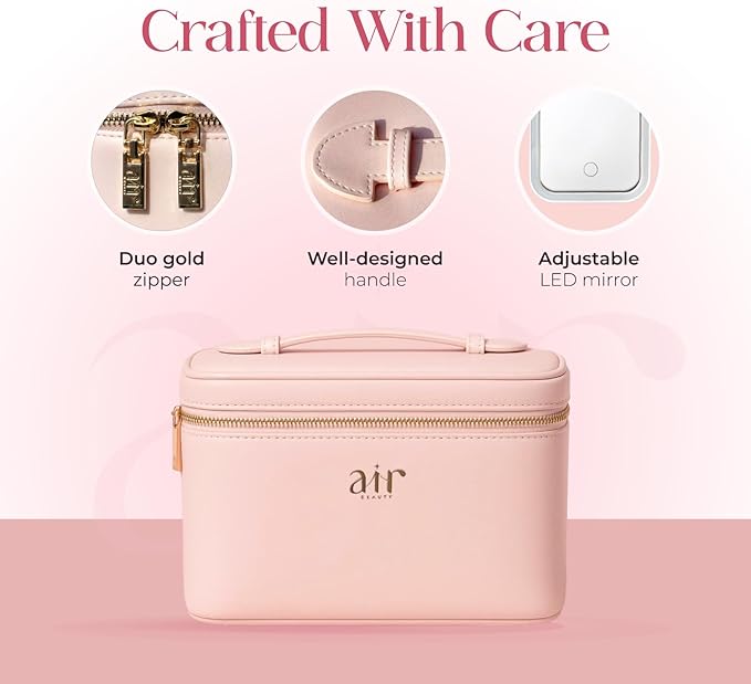 Air Glow Makeup Bag, Cosmetic Travel Case with Zipper Closure