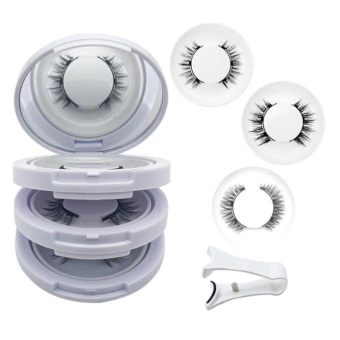 Hunnyfit Magnetic Lashes, Magnetic Eyelashes with Applicator, Magnetic Eyelashes Natural Look,Reusable Magnet Lashes No Glue Needed Soft Lashes Kit for Women Use(Natural+Simple+Fuller)
