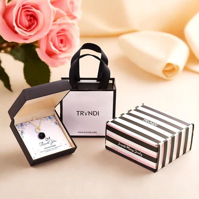 TRYNDI Real Tahitian Black Pearl Necklace Gifts for Women - Larger 11-12mm Luxury Pearl, Gifts For Wife Christmas - Valentines Soulmate Necklace For Women