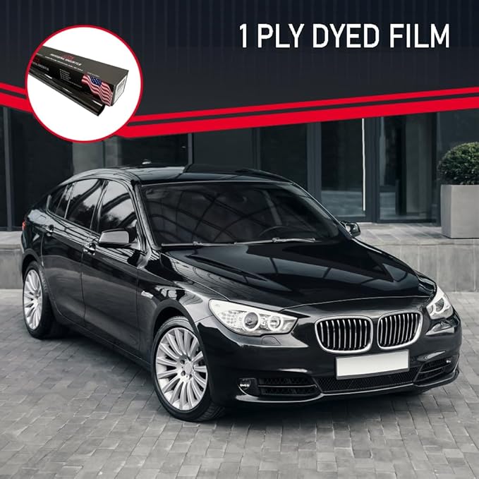 United Window Tint Universal Black 35% VLT 24" in x 100'Ft Standard Dyed 1Ply Film Black Color - Privacy Window Tint for Car, Home, Blocks UV/IR Rays, Reduce Heat & Glare - Adhesive Window Film