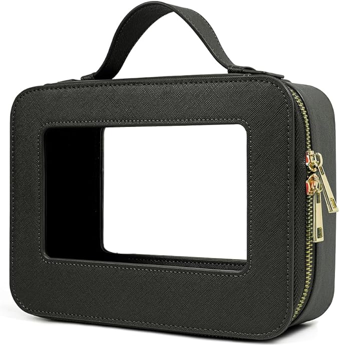Clear Makeup Bag, Travel Cosmetic Organizer Case Waterproof Skincare Toiletry Bag with Zipper Portable Make Up Pouch Compact Car Organizer Bag for Essentials