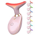 7 Color Face and Neck Massager Light Therapy, Red Light Based Facial Massager for Skin Care, Firming, Smoothing (Pink)