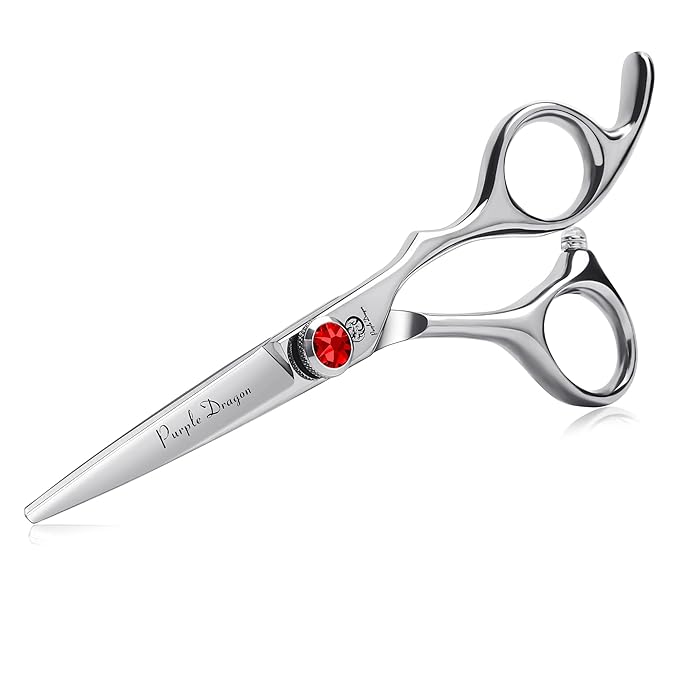 Purple Dragon 4.5/5.0 inch Silver Barber Hair Cutting Scissors/Shears with Bag- Perfect for Professional Hairstylist, Hairdresser (5.0 inch)