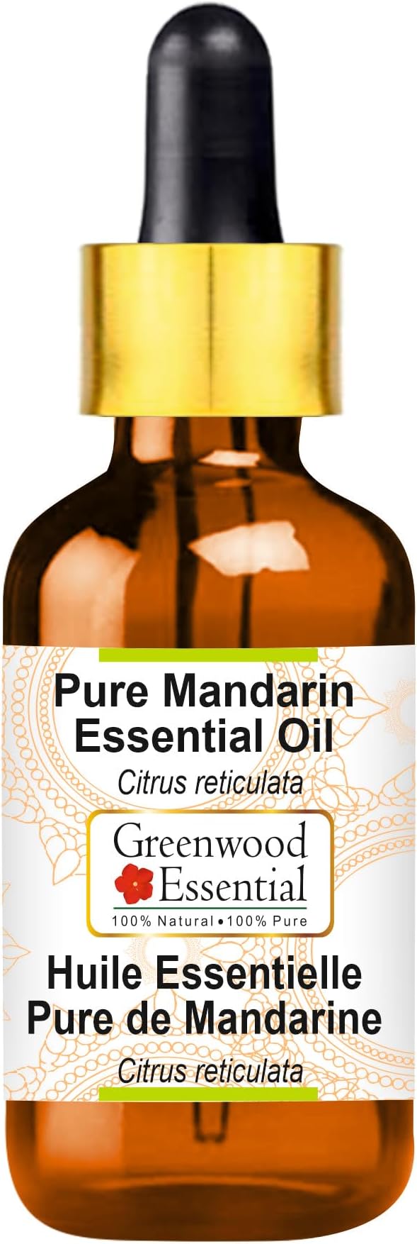 Greenwood Essential Pure Mandarin Essential Oil (Citrus reticulata) with Glass Dropper Steam Distilled 100ml (3.38 oz)