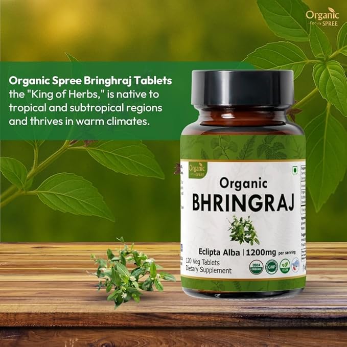 Bhringraj 120 Tablets | Eclipta Alba (Bhringraj) | USDA Organic Certified | Ayurvedic Hair Care | Organic and Natural 120tab - Pack of 2