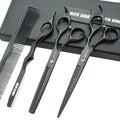 7.0 Inches Professional hair cutting thinning scissors set with razor (Black)