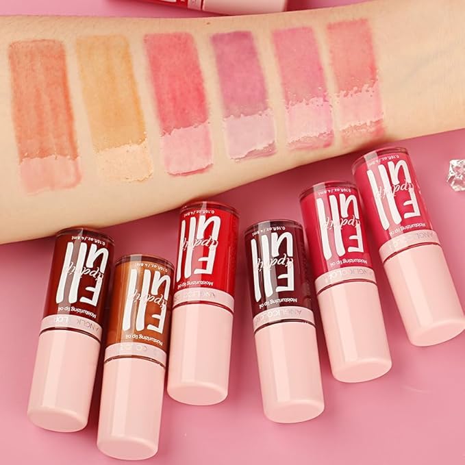 Anglicolor 2PC Lip Oil and Metallic Glitter Pink Lipstick,Natural Lip Plumper,Fruit Flavoured Lip Oil,For Dry Lip's Moisturizing Hydrating,Vegan & Cruelty-free (03 Aphrodite+15)