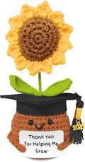 Teacher Appreciation Gifts, Handmade Crochet Sunflower Teacher Gifts, Thank You for Helping Me Grow, Daycare Teacher Appreciation Gifts for Women Men, End of Year Graduation Teacher Gifts (1)