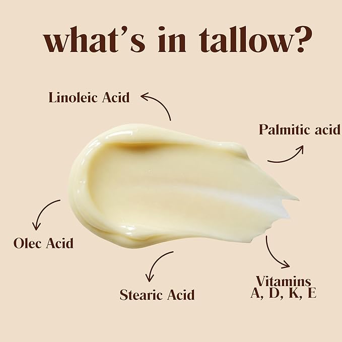 Beef Tallow for Skin, Beef Tallow for Face, Whipped Tallow Balm, Beef Tallow Moisturizer - Tallow Face Moisturizer, Tallow Cream | 100% Grass Fed, Unscented, 2 oz