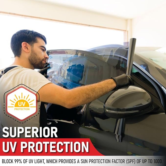 United Window Tint 36" in 100'Ft Nano Carbon Film 2Ply Charcoal 3% VLT - Clear PET Privacy Window Tint for Car, Home, Blocks UV/IR Rays, Reduce Heat & Glare- Adhesive Film-Lifetime Color Stability