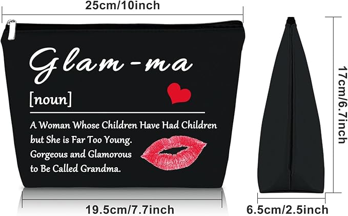 Sazuwu Grandma Black Makeup Bag Mothers Day Birthday Gifts for Grandma from Granddaughter Grandson Cosmetic Bag Nana Gifts from Grandkids Travel Pouch