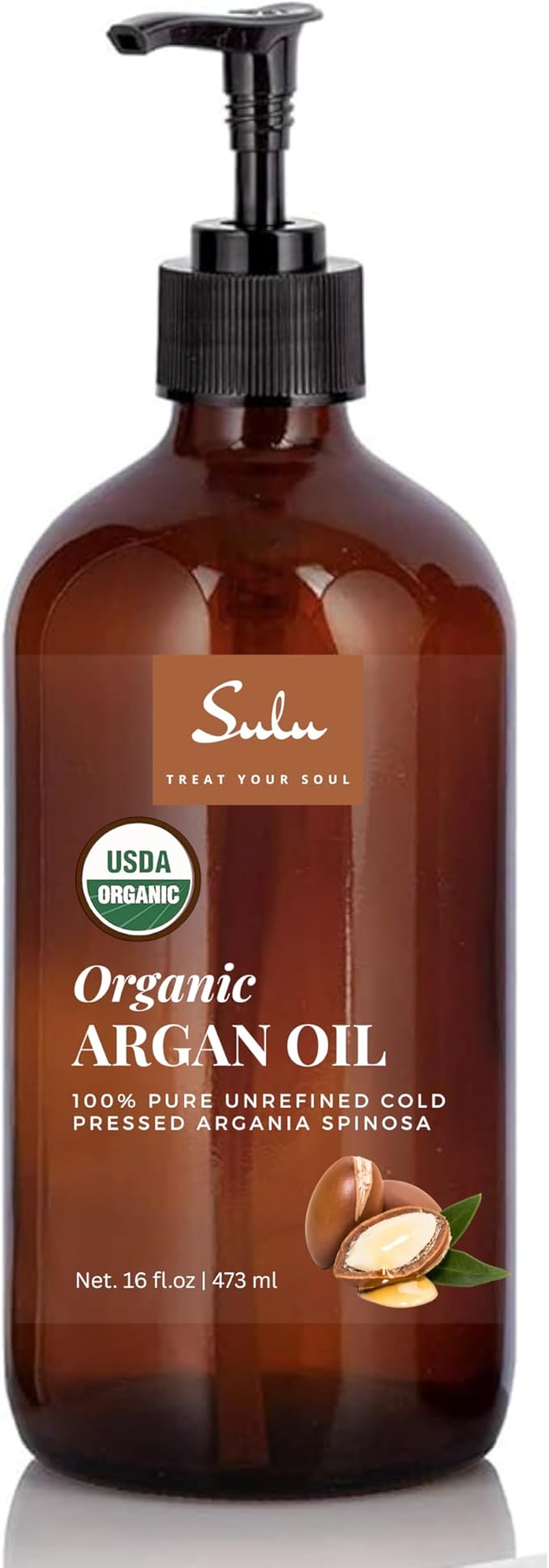 16 Ounces/ 473 ML Pure Certified Organic Cold Pressed Unrefined Extra Virgin Moroccan Argan Oil