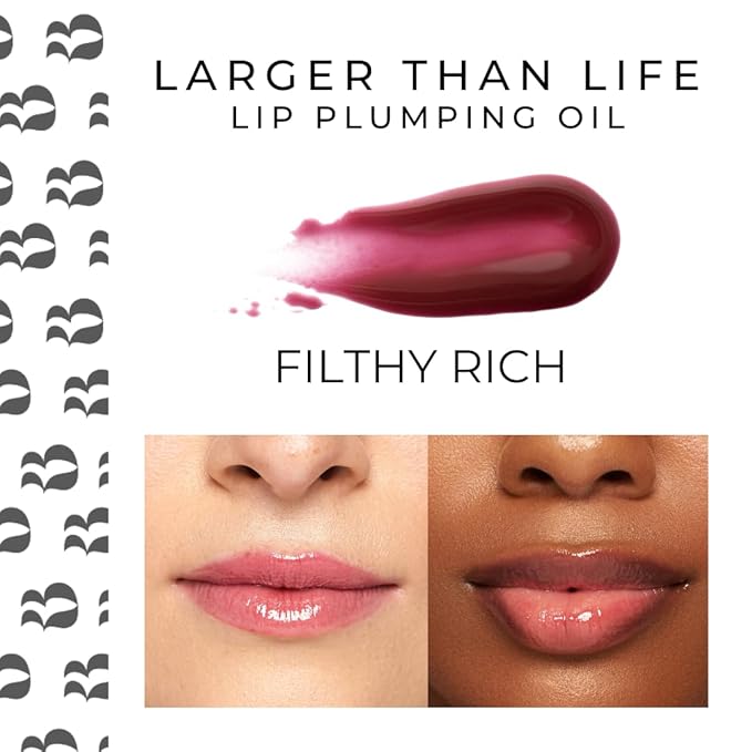 Rinna Beauty Larger Than Life Lip Plumping Oil - Filthy Rich - Moisturizes & Hydrates Lips - Natural Plumping Over Time - Vegan, Cruelty-Free, & Paraben-Free 0.3 Fl Oz