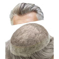 FACE MIRACLE Toupee for Men French Lace Hairpiece Human Hair Replacement System Skin PU Mens Toupee Hair Wigs for Man V-Looped Front Hair Prosthesis 6"X8" #60RY