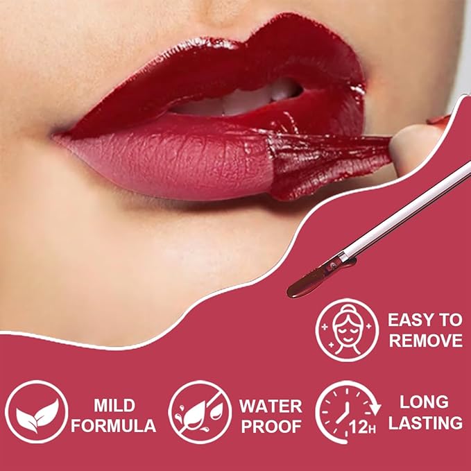 3 Colors Peel Off Lip Liner with Tweezer Kit, Rich Color Matte Finish Lip Tint Stains Makeup Set for Women, Long Lasting, Waterproof, Smudge Proof, For All Skin Types (#3, #6, #7)
