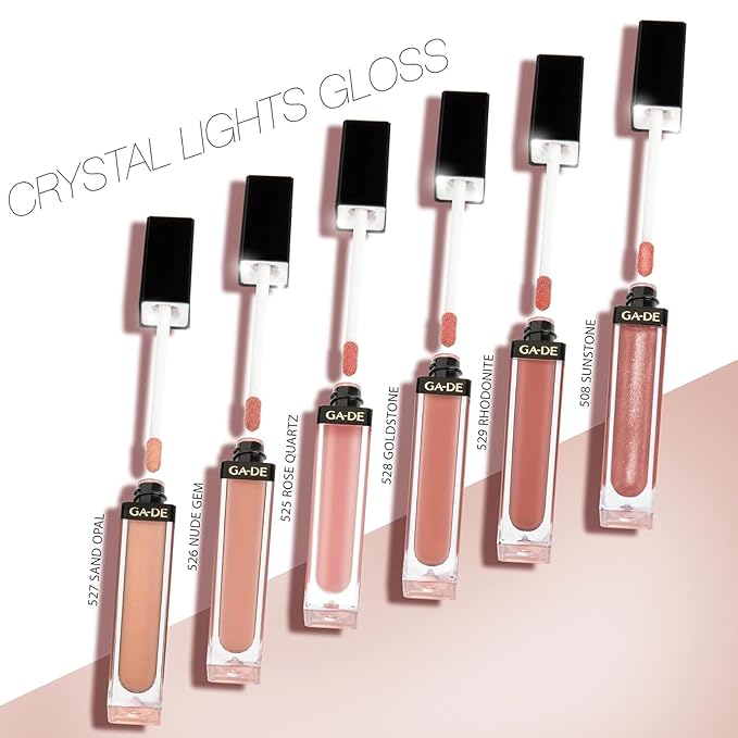 GA-DE Crystal Lights Lip Gloss, 520 - Enriched with Light-Reflecting Crystal Pearls - Smooth Silky, Rich Color - Moisturizes and Adds Shine - 0.2 oz