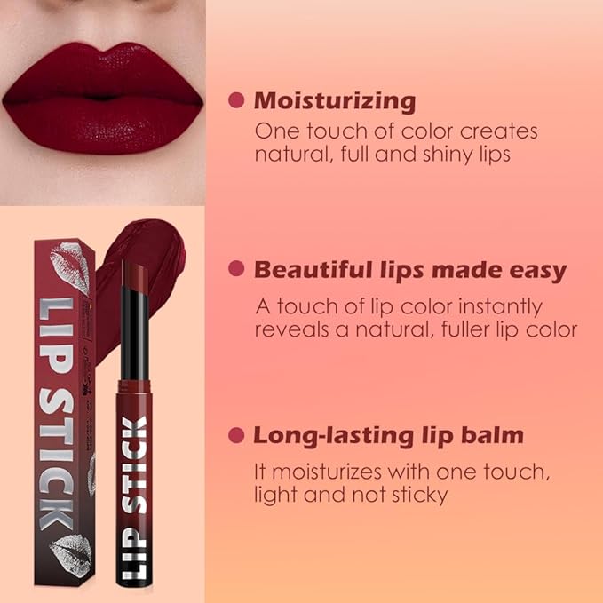 Matte Lipstick Crayon for Women, Cherry Red Lip Stick Pencil 24 Hour Long Lasting Waterproof, Non-Drying Hydrating Formula Lip Gloss Makeup, Vegan & Cruelty-Free, 07