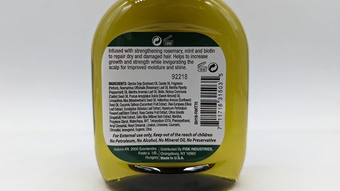 Difeel Rosemary and Mint Premium Hair Oil with Biotin 7.1 oz. (PACK OF 2) - Made with Natural Mint & Rosemary Oil for Hair Growth