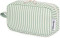Narwey Small Makeup Bag for Purse Travel Makeup Pouch Mini Cosmetic Bag Zipper Pouch for Women (Mint Green Stripe, Small)