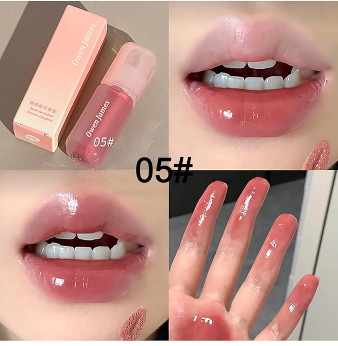 4Pcs Hydrating Lip Gloss Set,High Shine Glass Finish Korean Lip Glaze,Lip Moisturizing Plumping Lipgloss,Moisturizing Water Mirror Liquid Lipstick,Long-lasting Natural Makeup