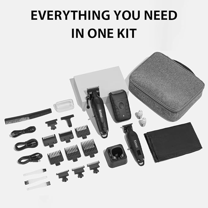 KEMEI Hair Clippers for Men Professional, Barber Clippers and Trimmers Set, Foil Shaver for Men,Cordless Hair Clippers and Barber Kit, Hair Cutting Kit, KM-2293Black, KM-PG2290D, KM-T95