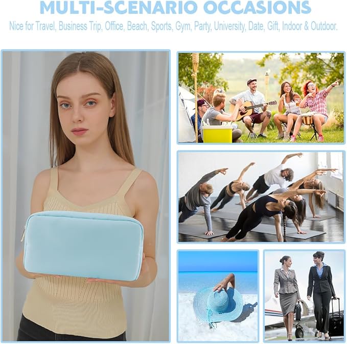 Travel Essentials Makeup Bag for Women Water-resistant Toiletry Organizer Nylon Cosmetic Pouch Preppy Stuff