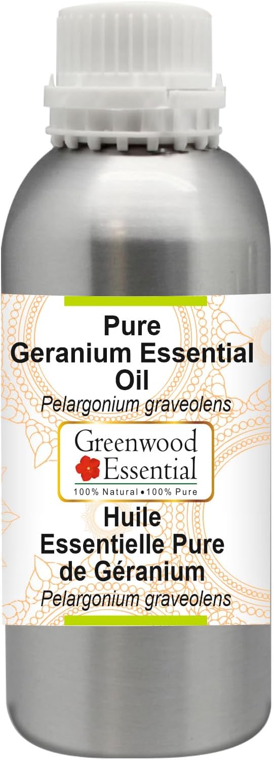 Greenwood Essential Pure Geranium Essential Oil (Pelargonium graveolens) Steam Distilled 300ml (10.1 oz)