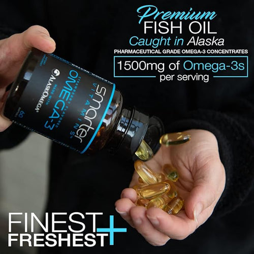 (2 Pack) Smarter Omega 3 Fish Oil, Berry Flavor, Burpless, Tasteless, 2000mg, Potent Triple Strength DHA EPA Brain OMEGA3, Made with AlaskOmega®