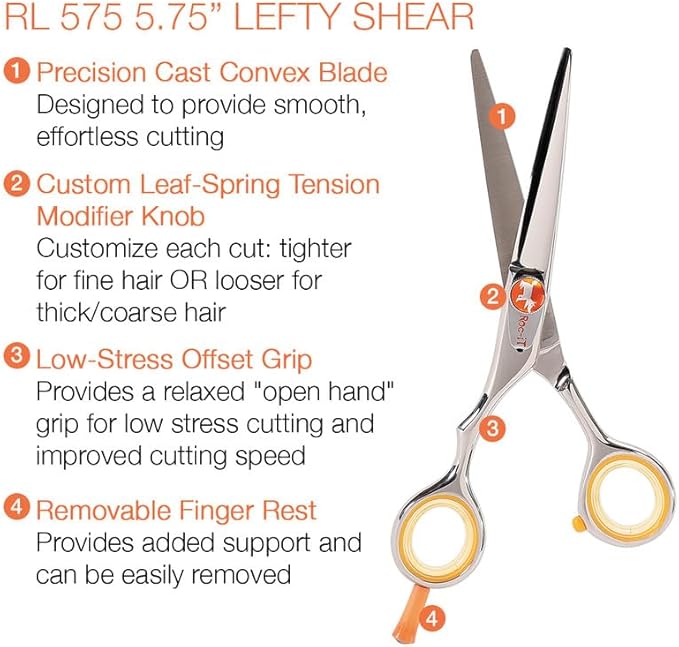 Cricket Centrix Roc-It Dog Professional Stylist 5.75” Hair Cutting Shears and RTL-30 Thinning Hair Cutting Scissors Duo Set, Salon Barber Supplies for Women and Men Haircut, Lefty