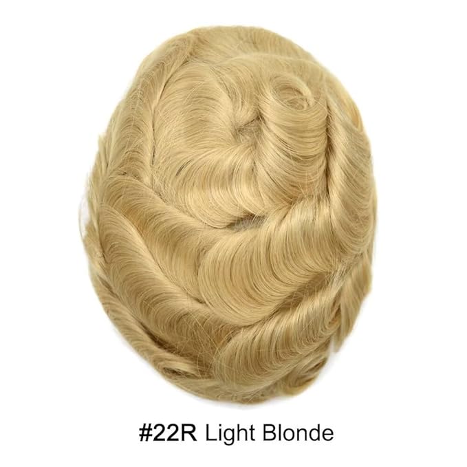 FACE MIRACLE Toupee for Men French Lace Hairpiece Human Hair Replacement System Skin PU Mens Toupee Hair Wigs for Man V-Looped Front Hair Prosthesis 6"X9" #22R