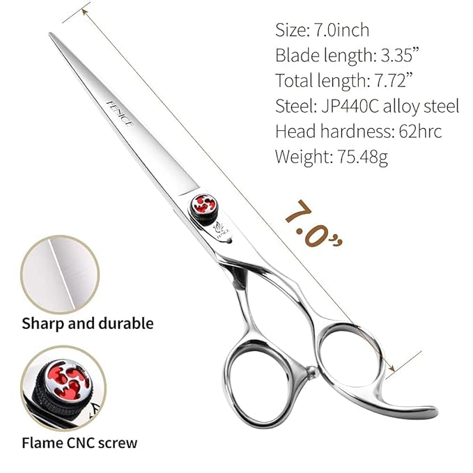 FENICE PEAK 7" Hair Cutting Scissors Barber Scissors Professional 440C Stainless Steel Sharp Scissors Haircuts for Men, Women and Children
